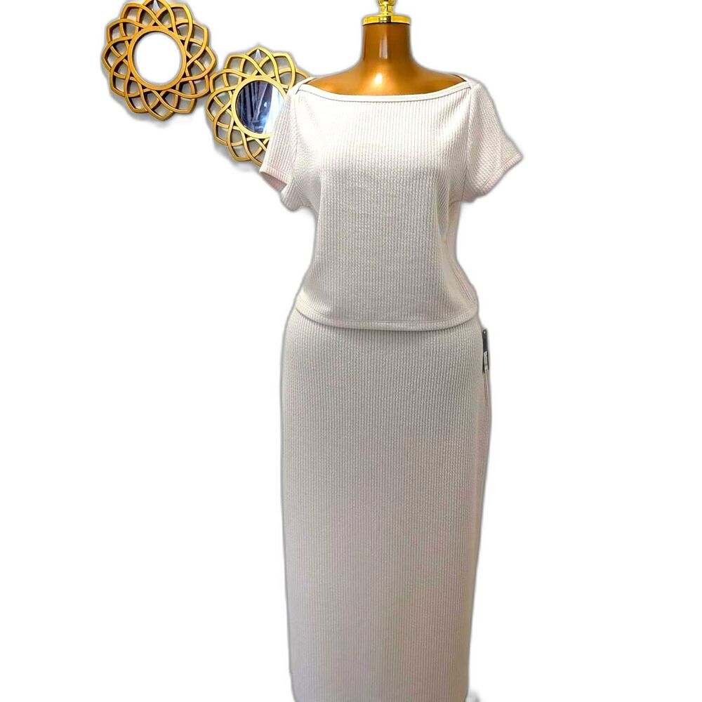 Universal Thread Cream Maxi Pencil Skirt Ribbed Knit XL NWT